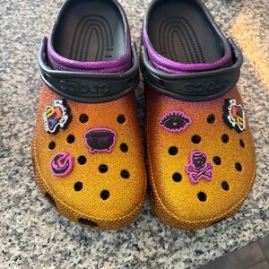 CROCS Glittery Orange and Purple Clogs